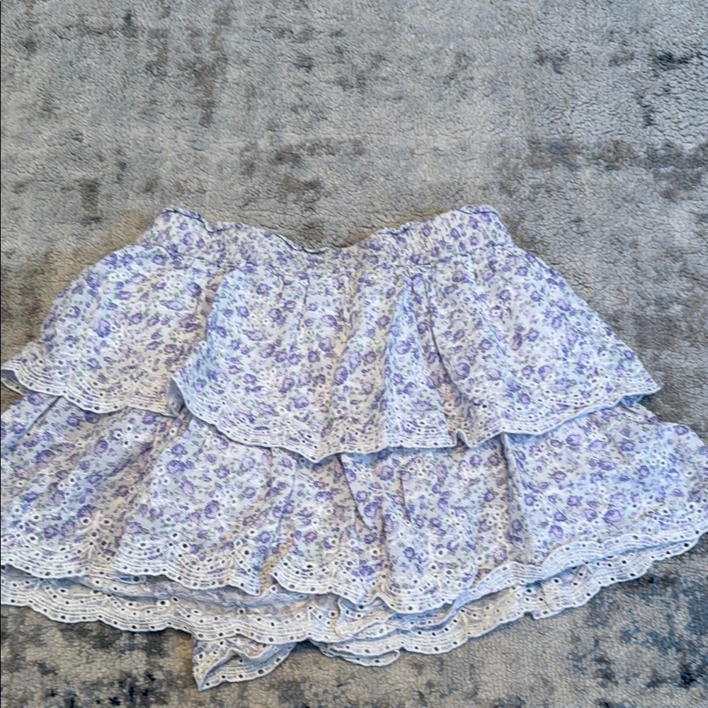 Altar'd State Blue and White Ruffled Mini Skirt